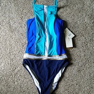 Gottex NWT maritime high neck swimsuit 6 S